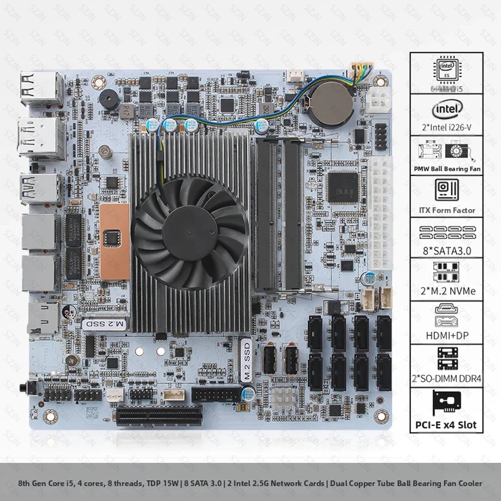 Nas Motherboard 8 Sata Mini Itx - I5-8265U ES NAS Anakart 8 Bay